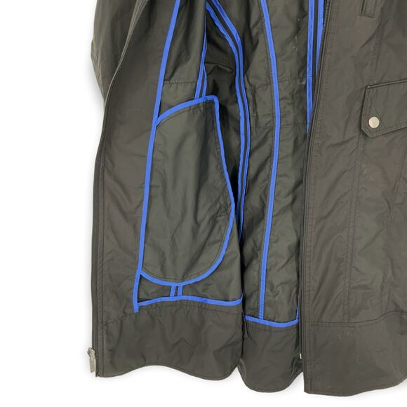 Cole Haan | Women's Small | Black Rain Jacket Tie Waist in Back Hide-Away Hood - Picture 7 of 11